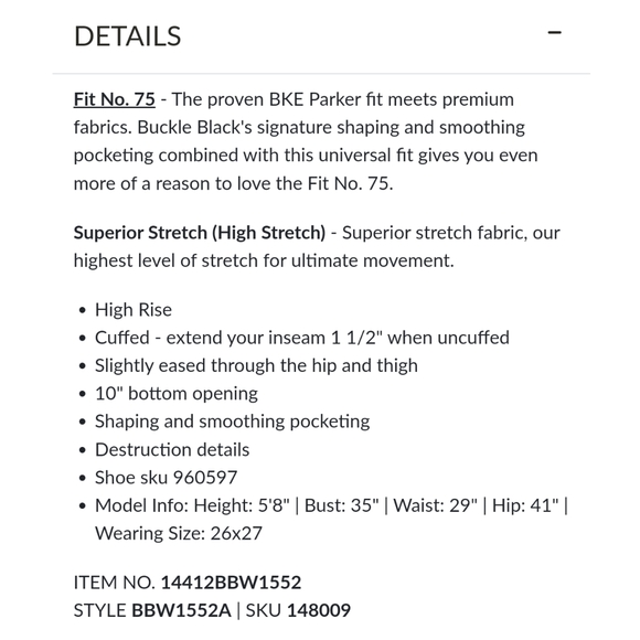 SOLD Buckle Black Fit 75 High Rise Distressed Skinny Jeans sz 33 (14/16) - Picture 2 of 5